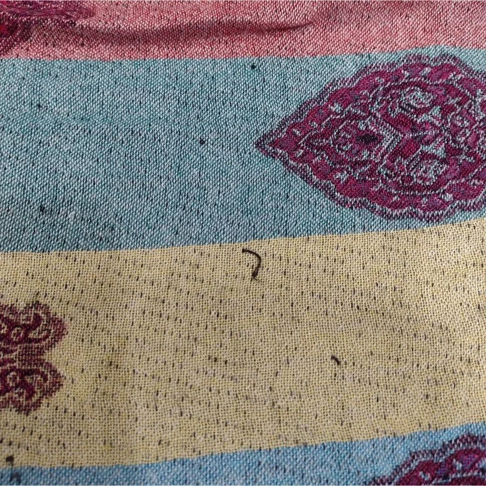 Womens 100% Cashmere Pashmina Wrap Multi Colored Paisley Fringe Afghanistan